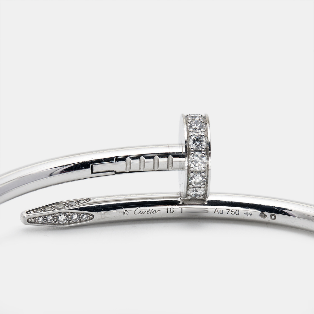 CARTIER Juste Un Clou Diamonds 18k White Gold Bracelet 16 - Picture 4 of 6